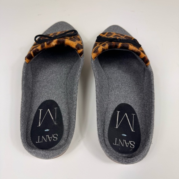 SANT M Cortina Felted Mules Leopard Gray Slip On Pointed Shoes European EUC - Picture 6 of 9